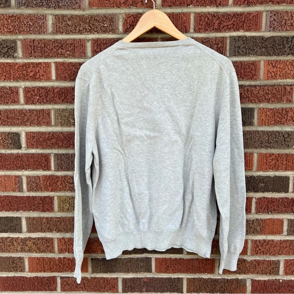 J. Crew Gray V Neck Oatmeal Gray Cotton Sweater - Picture 3 of 3